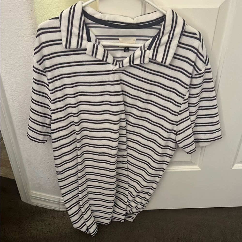 Striped Black and White Polo Shirt